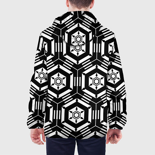 Мужская куртка Абстрактный геометрический узор на тему техники / 3D-Белый – фото 4