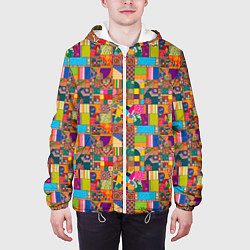 Куртка с капюшоном мужская Лоскутное шитье, рисовала нейросеть, цвет: 3D-белый — фото 2