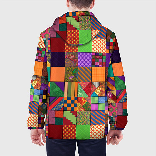 Мужская куртка Разноцветные лоскуты от нейросети / 3D-Белый – фото 4