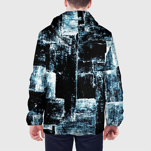 Мужская куртка Голубой, чёрный и белый абстракт / 3D-Черный – фото 4