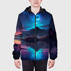 Куртка с капюшоном мужская Ночное небо, пейзаж, цвет: 3D-черный — фото 2