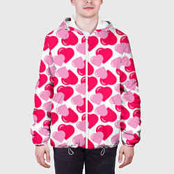 Куртка с капюшоном мужская Двойные сердечки - паттерн, цвет: 3D-белый — фото 2