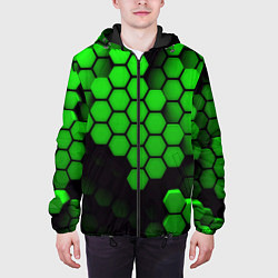 Куртка с капюшоном мужская Майнкрафт текстура, цвет: 3D-черный — фото 2