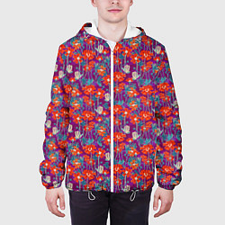 Куртка с капюшоном мужская Цветочная геометрия, цвет: 3D-белый — фото 2