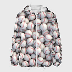 Куртка с капюшоном мужская Бейсбольные мячи, цвет: 3D-белый