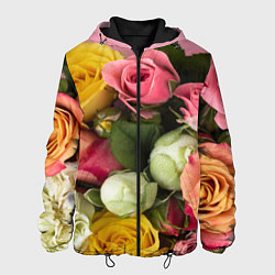 Куртка с капюшоном мужская Букет красивых роз, цвет: 3D-черный
