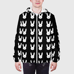 Куртка с капюшоном мужская Bunny pattern black, цвет: 3D-белый — фото 2
