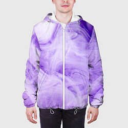 Куртка с капюшоном мужская Абстрактный фиолетовый облачный дым, цвет: 3D-белый — фото 2