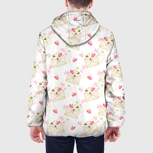 Мужская куртка Конверты с сердечками - паттерн / 3D-Белый – фото 4