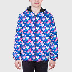 Куртка с капюшоном мужская Узор из сердечек, цвет: 3D-черный — фото 2