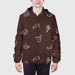 Куртка с капюшоном мужская Еда в минимализме на коричневом фоне, цвет: 3D-черный — фото 2