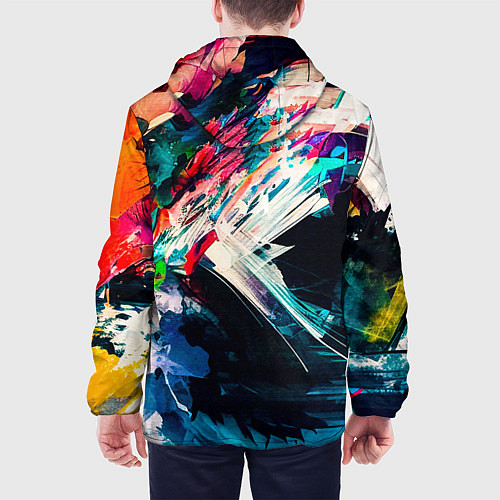 Мужская куртка Разноцветные мазки краски / 3D-Белый – фото 4