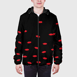 Куртка с капюшоном мужская Поцелуи для любимого, цвет: 3D-черный — фото 2