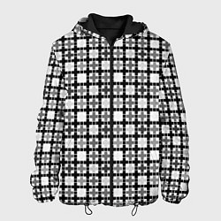 Куртка с капюшоном мужская Черно-белый геометрический мелкий узор, цвет: 3D-черный