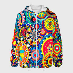 Куртка с капюшоном мужская Психоделика калейдоскоп, цвет: 3D-белый