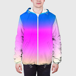 Куртка с капюшоном мужская Неоновые краски космоса, цвет: 3D-белый — фото 2