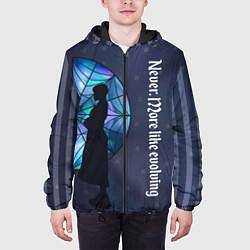 Куртка с капюшоном мужская Уэнсдей Аддамс - темная сторона окна, цвет: 3D-черный — фото 2