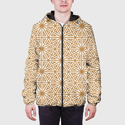 Куртка с капюшоном мужская Абстрактный лучевой золотистый паттерн, цвет: 3D-черный — фото 2