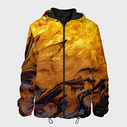Куртка с капюшоном мужская Абстрактное жидкое золото, цвет: 3D-черный