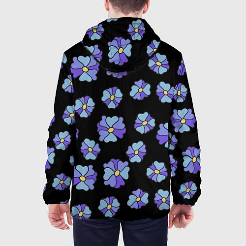 Мужская куртка Дудл цветы на черном - паттерн / 3D-Белый – фото 4