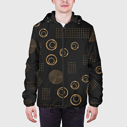 Куртка с капюшоном мужская Memphis Стильный узор из точек и кругов, цвет: 3D-черный — фото 2