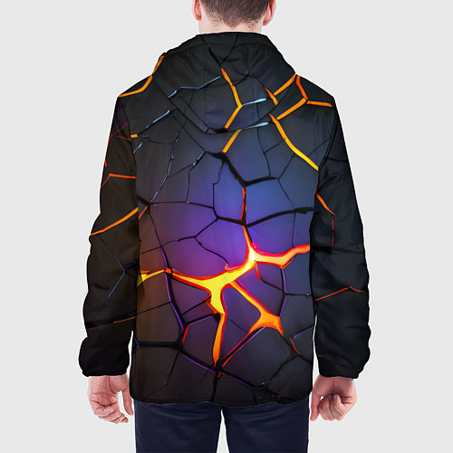 Мужская куртка Неоновые трещины - лава / 3D-Белый – фото 4