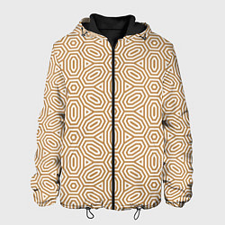 Куртка с капюшоном мужская Абстрактно-овально бежевый паттерн, цвет: 3D-черный