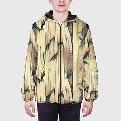 Куртка с капюшоном мужская Текстура коры дерева, цвет: 3D-черный — фото 2