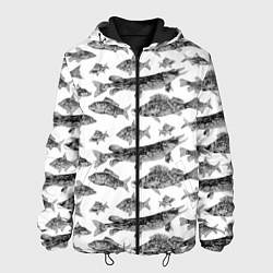 Куртка с капюшоном мужская Паттерн на каждый день о рыбалке, цвет: 3D-черный