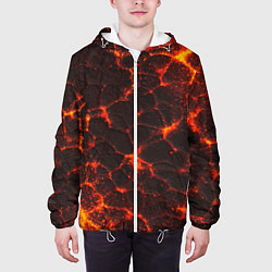 Куртка с капюшоном мужская Раскаленная лава текстура, цвет: 3D-белый — фото 2