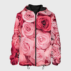 Куртка с капюшоном мужская Чайная пыльная роза - нежно розовый цветок, цвет: 3D-черный