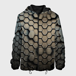 Куртка с капюшоном мужская Сталь и соты, цвет: 3D-черный