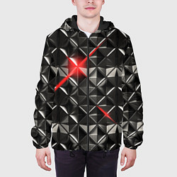 Куртка с капюшоном мужская Металлические плитки, цвет: 3D-черный — фото 2