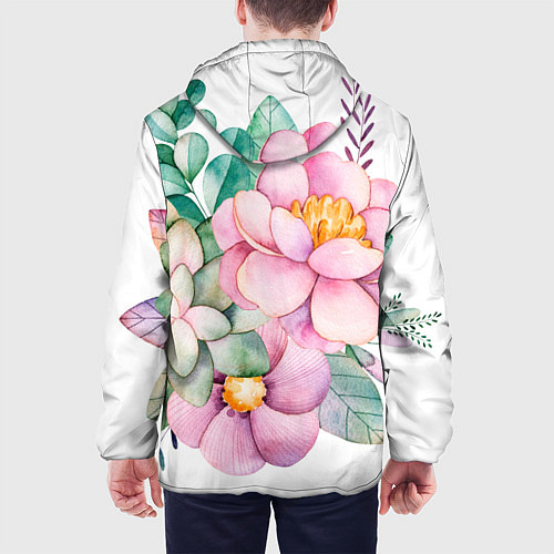 Мужская куртка Пастельные цветы - посередине / 3D-Белый – фото 4