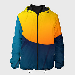 Куртка с капюшоном мужская Двойной цвет: жёлтый и синий, цвет: 3D-черный