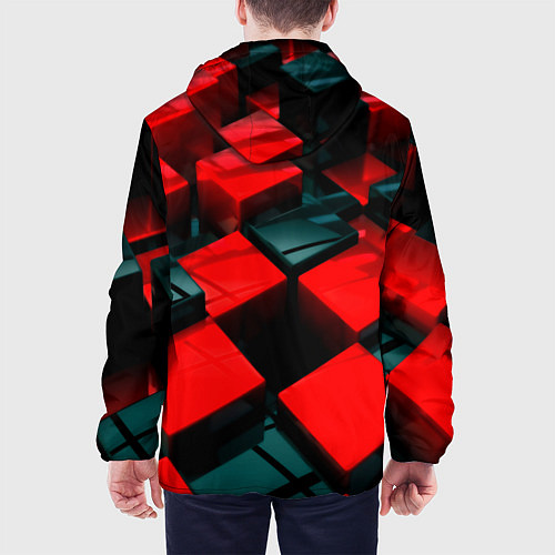 Мужская куртка Кубы геометрии красный и чёрный / 3D-Черный – фото 4