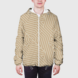 Куртка с капюшоном мужская Бежевый цвет с геометрическим узором, цвет: 3D-белый — фото 2