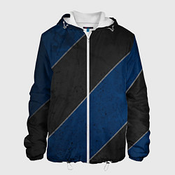 Куртка с капюшоном мужская Темно-синие линии, цвет: 3D-белый