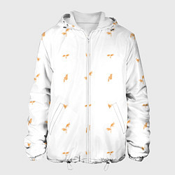 Куртка с капюшоном мужская Паттерн с листьями, цвет: 3D-белый