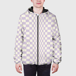 Куртка с капюшоном мужская Искаженная шашечка - лавандовый, цвет: 3D-черный — фото 2