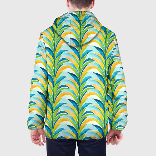Мужская куртка Летний паттерн с листьями / 3D-Белый – фото 4