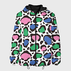 Куртка с капюшоном мужская Леопардовые пятна ярких цветов, цвет: 3D-черный
