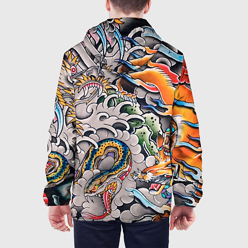 Мужская куртка Иредзуми: дракон и лис / 3D-Белый – фото 4