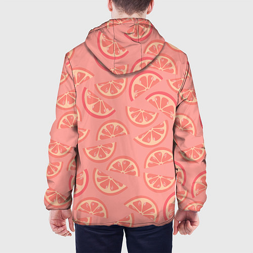 Мужская куртка Цитрусовые дольки - розовый паттерн / 3D-Белый – фото 4
