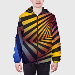 Куртка с капюшоном мужская Красочная объёмная спираль - авангард, цвет: 3D-черный — фото 2