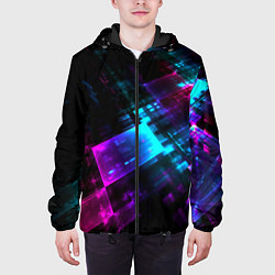 Куртка с капюшоном мужская Неоновый киберпанк, цвет: 3D-черный — фото 2
