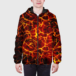 Куртка с капюшоном мужская Раскаленная лава в жерле вулкана, цвет: 3D-черный — фото 2
