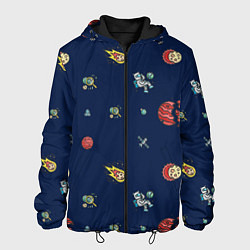 Куртка с капюшоном мужская Паттерн - космос, цвет: 3D-черный