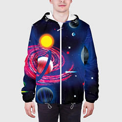 Куртка с капюшоном мужская Вселенная, космос, цвет: 3D-белый — фото 2