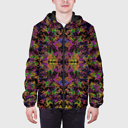 Куртка с капюшоном мужская Цветная психоделика, цвет: 3D-черный — фото 2